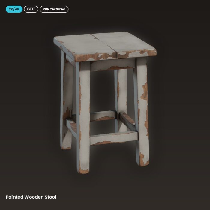 Painted Wooden Stool
