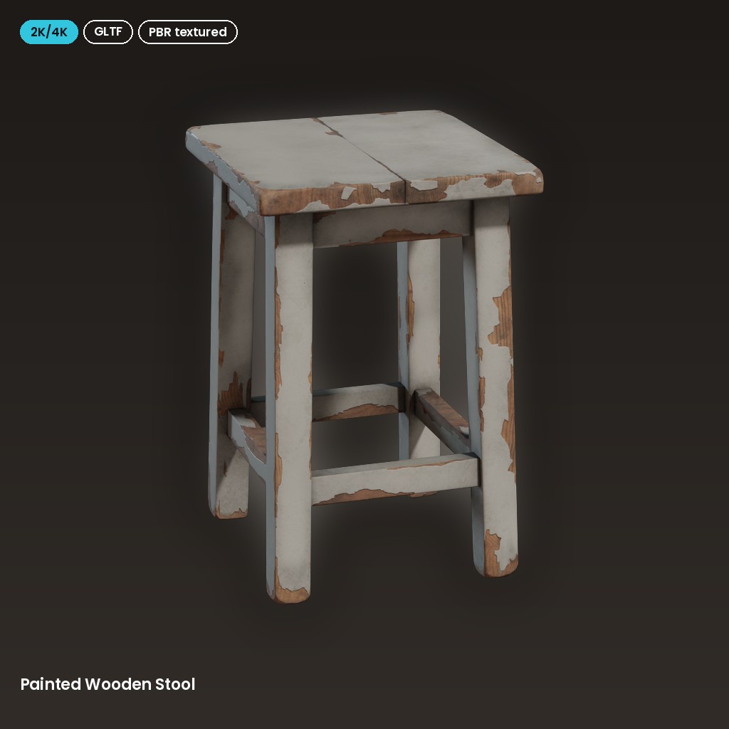 Painted Wooden Stool